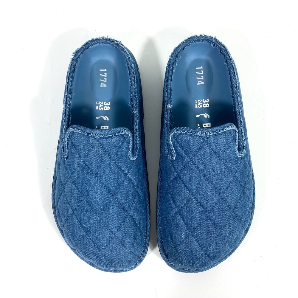 Birkenstock 1774 Eliscu Quilted Denim Slide Clogs Mules Faded Denim 7 38 NEW - Picture 14 of 17